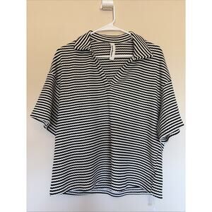 Missguided Striped Waffle‎ Knit Oversized Popover Shirt Top Womens XS NWOT NEW
